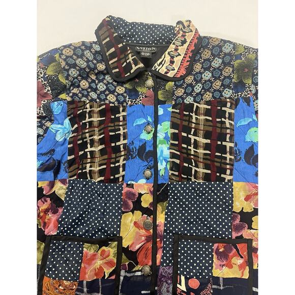 Vision By Shirin Women’s Patchwork Jacket Size XL Artsy Boho Colorful - Picture 9 of 10